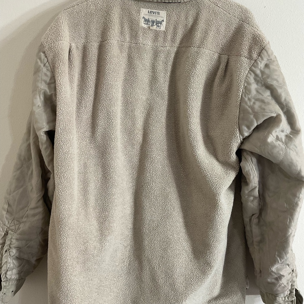 Levi’s Mens Size XL Khaki Fleece Sherpa Lined Button Down Shacket Vintage 2013 - Picture 15 of 15